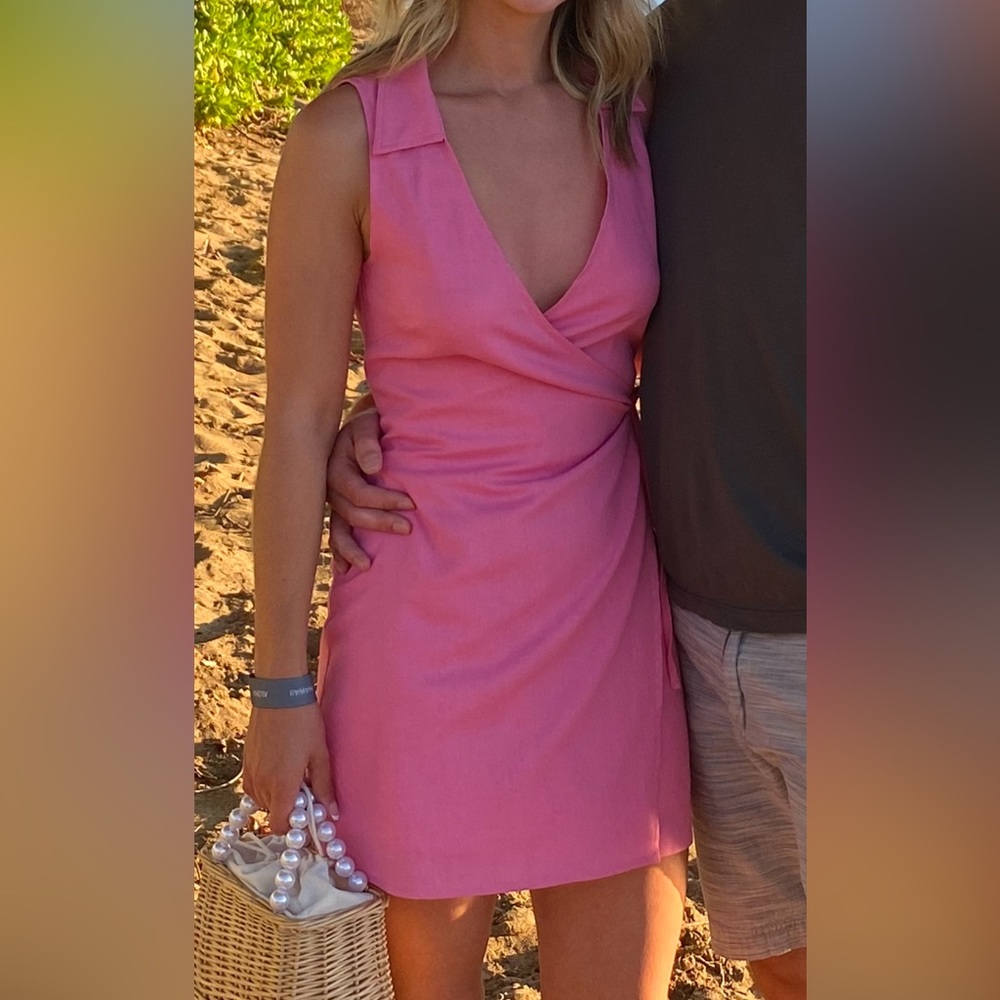 Vici Barbie Pink Wrap Collared Mini Dress